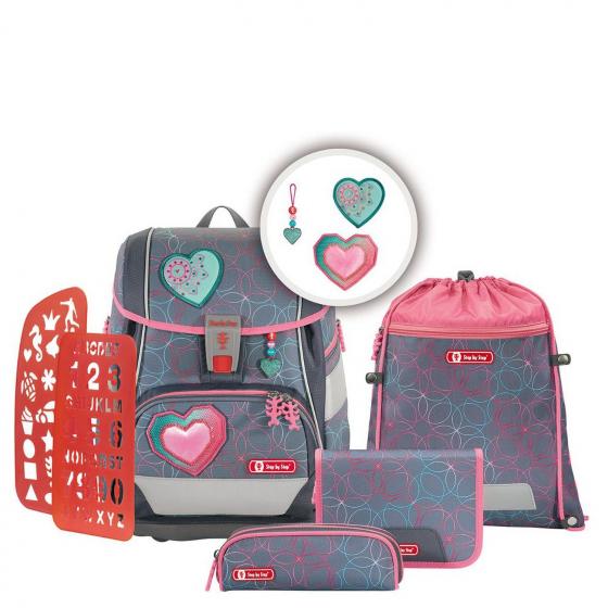 2in1 Plus - School bag set 6 pcs. Glitter Heart